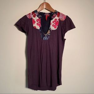Anthropologie One September Embroidered Top